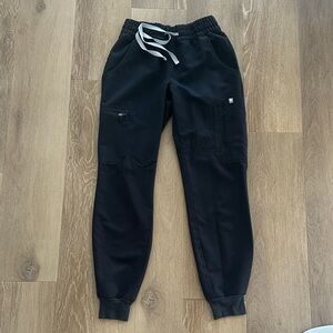 Figs Black Jogger Pants with Gray Drawstring